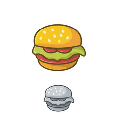Delicious Burger Icon with Two Layers of Patty and Lettuce.
