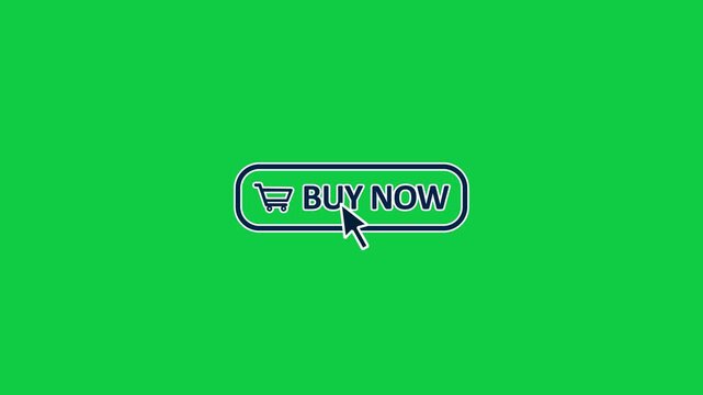 Buy now button animation on a green screen background. Order now Button or online shopping concept.