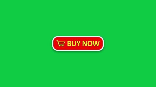 Buy now button animation on a green screen background. Order now Button or online shopping concept.