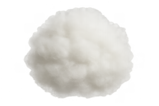 Fluffy white cotton wool cloud on transparent background