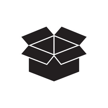 Open black box icon for delivery and shipping business logistics symbol