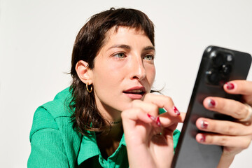 Student using her smartphone