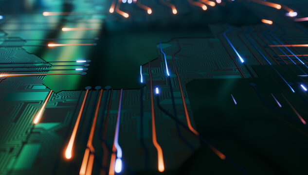 Digital background concept of a mother board close up