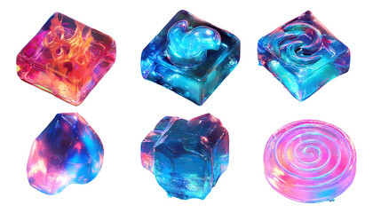 Fototapeta premium Enchanted Glossy Crystal Runes in 3D Illustration Featuring Gelglass Design Elements