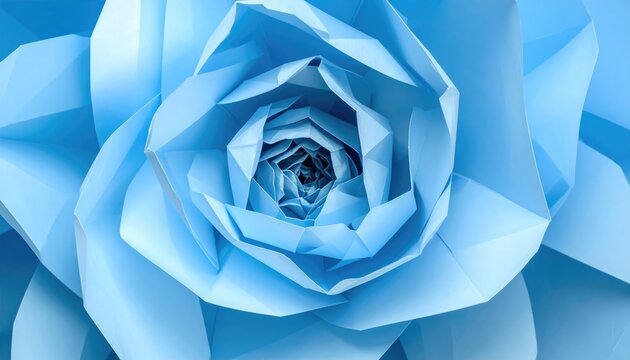 A mesmerizing paper rose, elegantly crafted in shades of sky blue, evokes a sense of delicate artistry and boundless beauty.