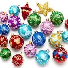 Cute Christmas Composition with Ornaments, Baubles and Gift Boxes