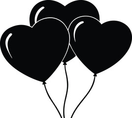 Heart balloon silhouette vector illustration
