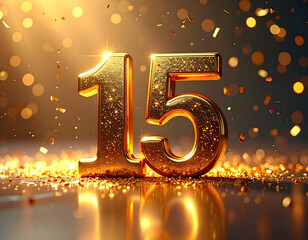 Glowing Golden Number 15 Celebration	