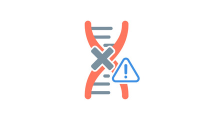 Genetic warning icon presents a risk of DNA mutation and damage, signaling potential health concerns and the need for careful research and prevention