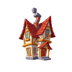 Snowy Gingerbread-Style Christmas Cottage Decorated for Winter Holiday Season