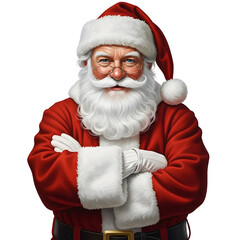 Classic Santa Claus Illustration in Red Coat Smiling with Folded Arms for Christmas Celebration