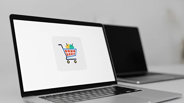 Online Shopping Experience on Laptop Screen.
