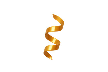 Golden shiny metallic ribbon streamer in spiral shape