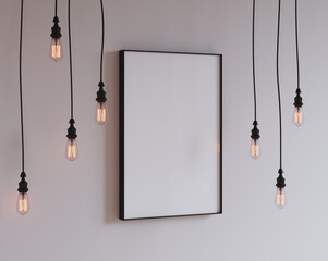 Mock up poster with ceiling lamps, 3d render