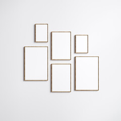 Gallery wall, mockup poster frame close up, 3d render