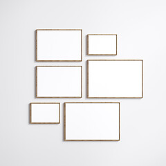 Gallery wall, mockup poster frame close up, 3d render