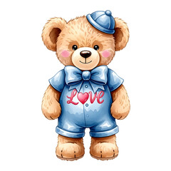 Cute Teddy Bear in Santa Outfit Illustration