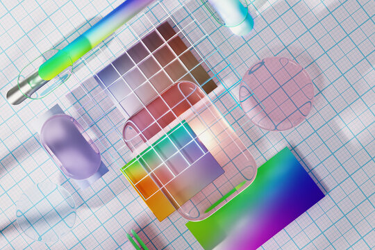 Glassmorphism 3D composition with gradients and white background