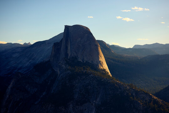 Half dome rock formation at dusk