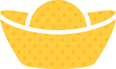 Yellow gold ingot sycee icon representing wealth