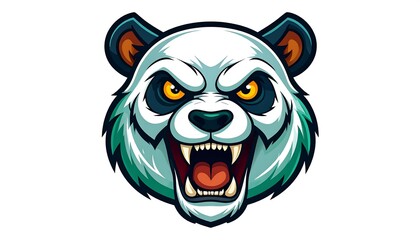 Fototapeta premium Fierce Panda Mascot - Intense Gaze and Aggressive Expression.