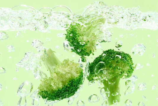 Boiling Broccoli Closeup 