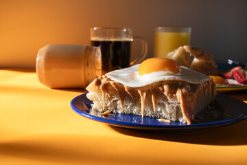 Delicious Breakfast Treat With Egg and Peanut Butter on Bread