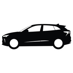 Silhouette Vector of Compact SUV Car, Transportation and Automobile Concept