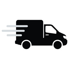 Fast Delivery Van Icon. Express Shipping and Transportation Vector Symbol.