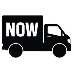 Delivery Truck Icon with Text NOW, Express Shipping, Quick Service.