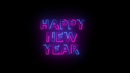 Happy new year neon line text animation. Happy New Year Celebration. Concept of happy new year festival.