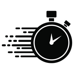 Stopwatch Icon with Motion Trails: Speed, Urgency, and Time Management Concept.