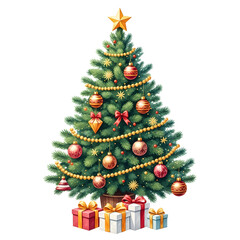 Colorful Holiday Christmas Tree with Festive Decorations