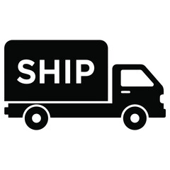 Delivery Truck Icon Illustration: Cargo Shipping and Transportation Symbol for Logistics