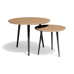 Two wooden coffee tables isolated on white