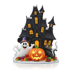 Spooky Haunted Halloween Castle with Dark Fantasy Atmosphere