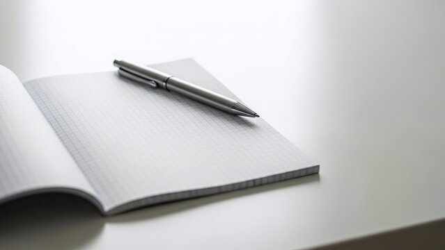 Start planning your success now with a sleek pen resting on a blank notebook page, ready for your ideas and strategies in a modern, minimalist setting