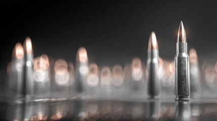 Metallic bullets on transparent background