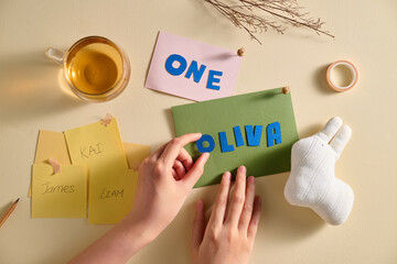 Creative baby name announcement with personalized details