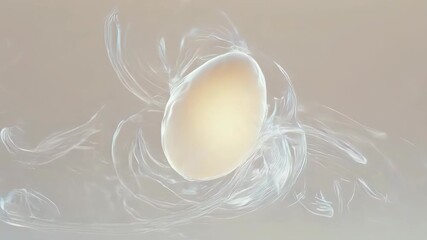 A glowing, amorphous blob floats in a nebulous, pale background