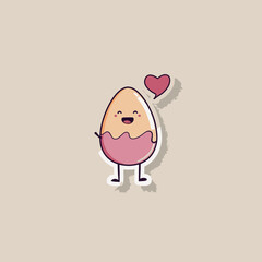Cute Egg Character with Heart