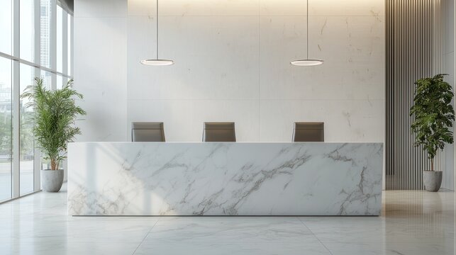 Modern reception desk with marble texture