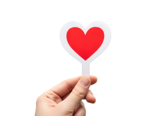 hand holding note red heart sign isolated on transparent background 