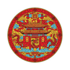 Red Dragon Gate Pattern Glass for Chinese New Year 2577