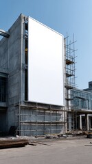 Large blank billboard on building under construction