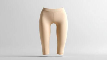 Plain beige yoga pants front view mockup, minimalist style, isolated on light background