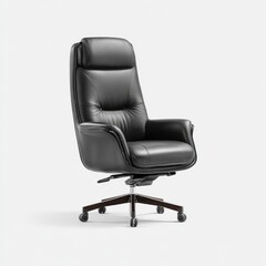 Obraz premium Luxurious black leather executive office chair with high back and ergonomic design