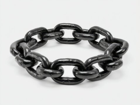 A thick black chain bracelet with interlocking links displayed against a plain background