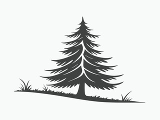 Minimal Pine Tree Silhouette Winter Illustration