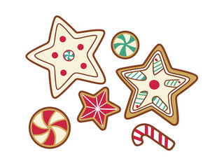 Gingerbread Cookies and Candy Christmas Illustration
